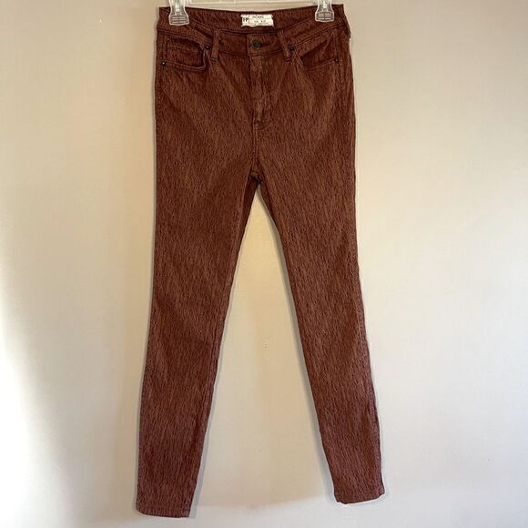 Free People Chocolate Jacquard Lace Skinny Pant | SZ 27 - Picture 3 of 10
